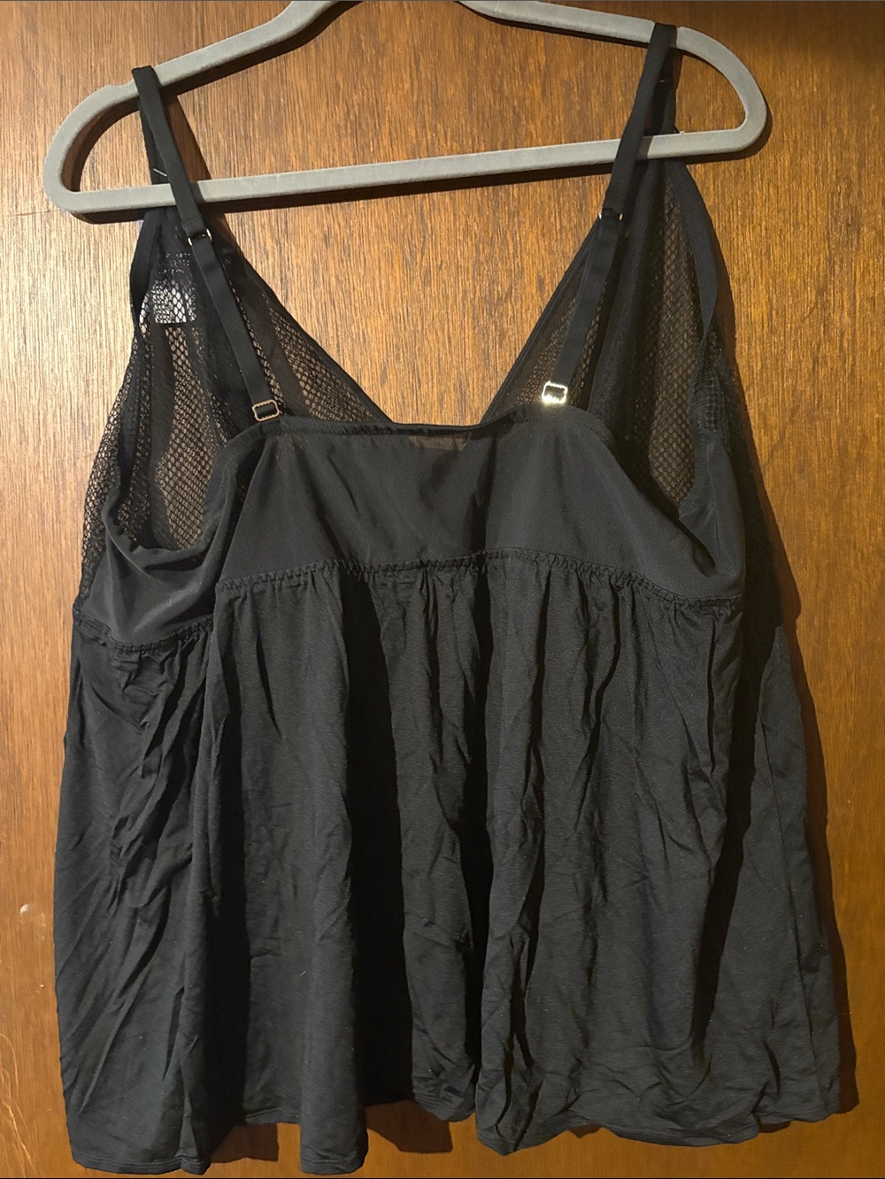 Cacique Black Mesh-Top Slip Chemise - Picture 3 of 5